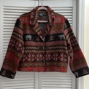 Vintage Ivy Living wool blend novelty cropped jacket